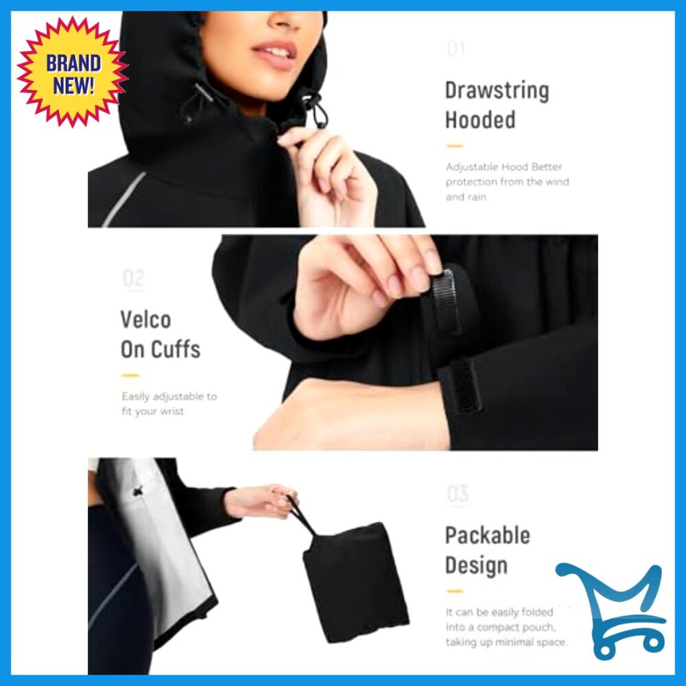 Waterproof Packable Rain Jacket Reflective Hooded… - image 6